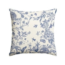 Sm:)e Chinoiserie Grandmillennial Flowers Birds Blue and White Throw Pillow Cover, 18 x 18 Inch Cushion Case Outdoor Decoration for Sofa Couch Farmhouse