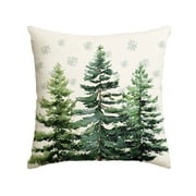 Sm:)e Winter Trees Snowflake Christmas Throw Pillow Cover 18 x 18 Inch, Holiday Cushion Case Decoration for Sofa Couch