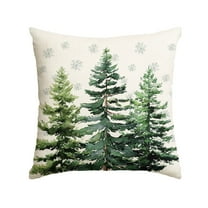 Sm:)e Winter Trees Snowflake Christmas Throw Pillow Cover 18 x 18 Inch, Holiday Cushion Case Decoration for Sofa Couch