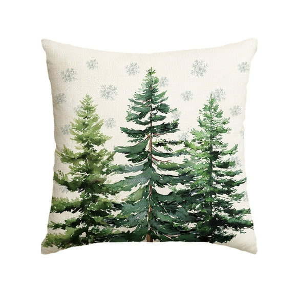 Sm:)e Winter Trees Snowflake Christmas Throw Pillow Cover 18 x 18 Inch, Holiday Cushion Case Decoration for Sofa Couch
