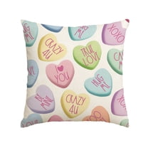 Sm:)e Colorful Hearts Valentines Day Throw Pillow Cover 18x18 Inch