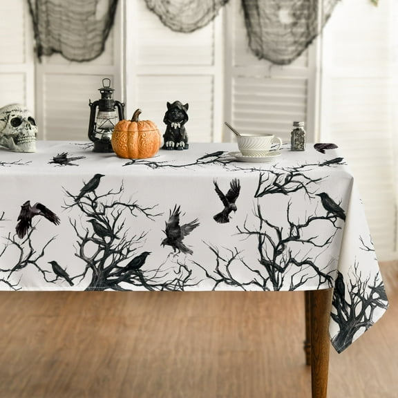 Sm:)e Crow Haunted Tree Halloween Tablecloth 60x84 Inch