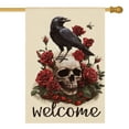 thumbnail image 1 of Sm:)e Crow Skeletons Rose Day of the Dead House Flag 28x40 Inch, 1 of 8