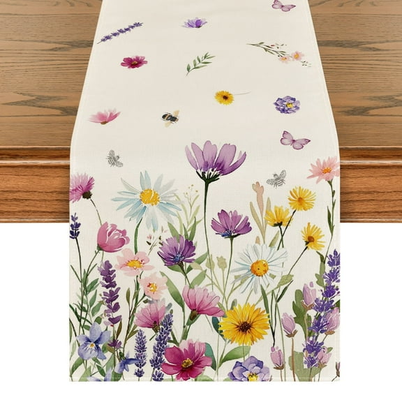 Sm:)e Daisy Lavender Spring Table Runner for Summer 13x72 Inch