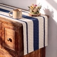 thumbnail image 1 of Sm:)e Dark Blue Farmhouse Woven Rustic Hollow Table Runner, Boho Table Runner, Dining Kitchen Home Decor, 12x108 Inch, 1 of 12