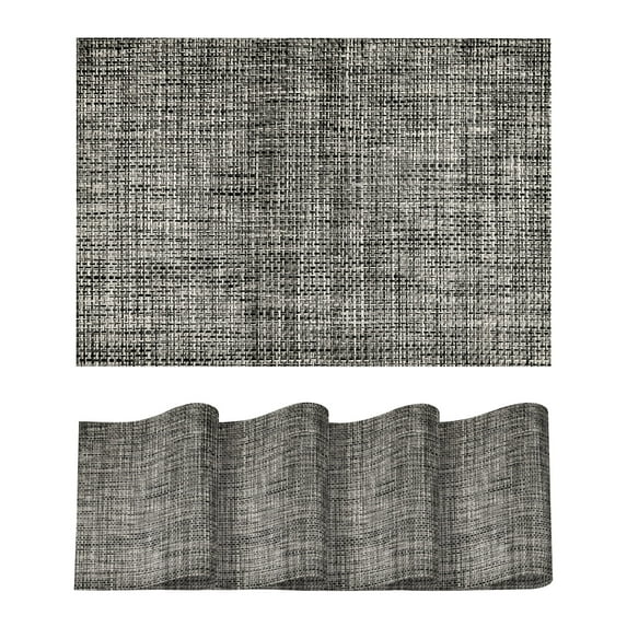 Sm:)e Dark Gray Placemats Set of 4 - Heat Resistant Non-Slip Place mats for Dining Table, Washable Durable PVC Table Mats