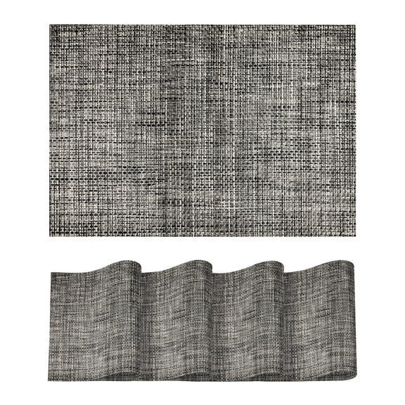 Sm:)e Dark Gray Placemats Set of 4 - Heat Resistant Non-Slip Place mats for Dining Table, Washable Durable PVC Table Mats