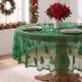 thumbnail image 1 of Sm:)e Dark Green Christmas Tree Farmhouse Style Lace Jacquard Tablecloth 60 Inch, Yarn-Dyed Woven Table Cover for Dining Decor, Round, 1 of 6