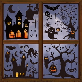 Sm:)e Dead Tree Haunted House Bat Ghoost Spider Halloween Window Sticker 45PCS