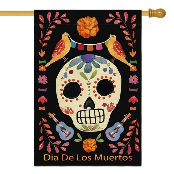 Sm:)e Dia De Los Muertos Sugar Skull Day of the Dead House Flag 28x40 Inch