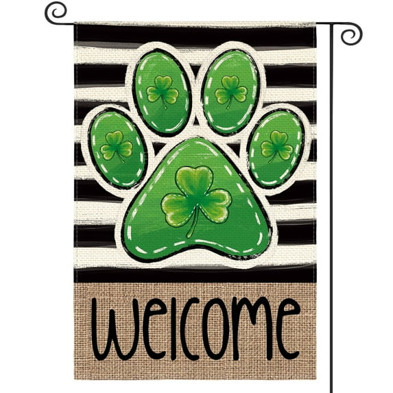 Sm:)e Dog Paint Welcome Patricks Day Garden Flag 12x18 Inch