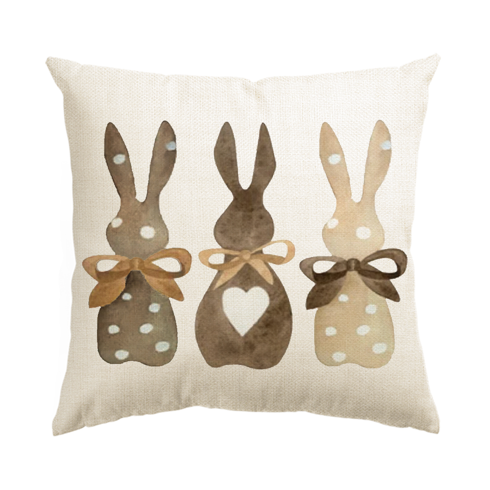 Sm)e Easter Polka Dot Love Heart Bunny Throw Pillow Cover, 18 x 18