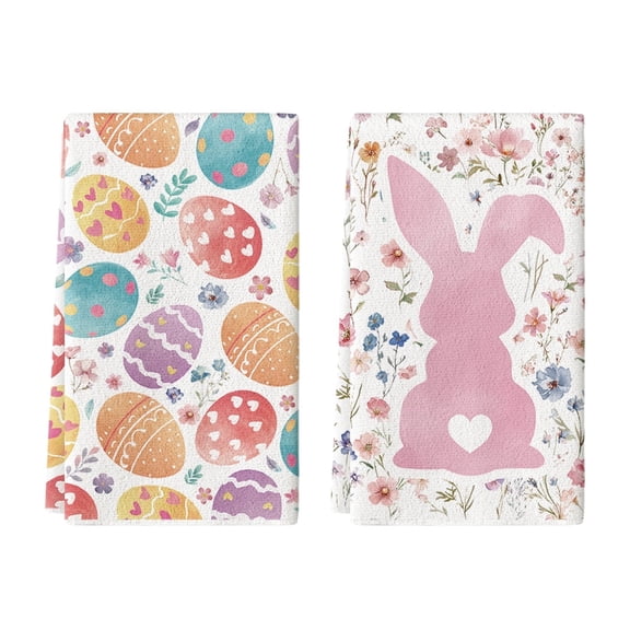 Sm:)e Eggs Bunny Easter Kitchen Dish Towels 18x26 Inch Set of 2