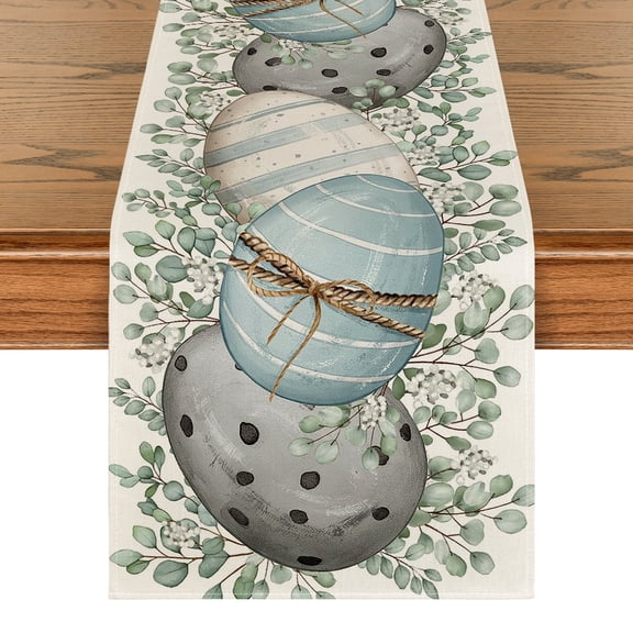 Sm:)e Eucalyptus Egg Easter Table Runner 13x72 Inch