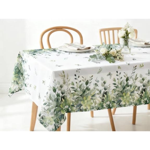 Sm:)e Eucalyptus Floral Green Plant Summer Tablecloth 60x84 Inch