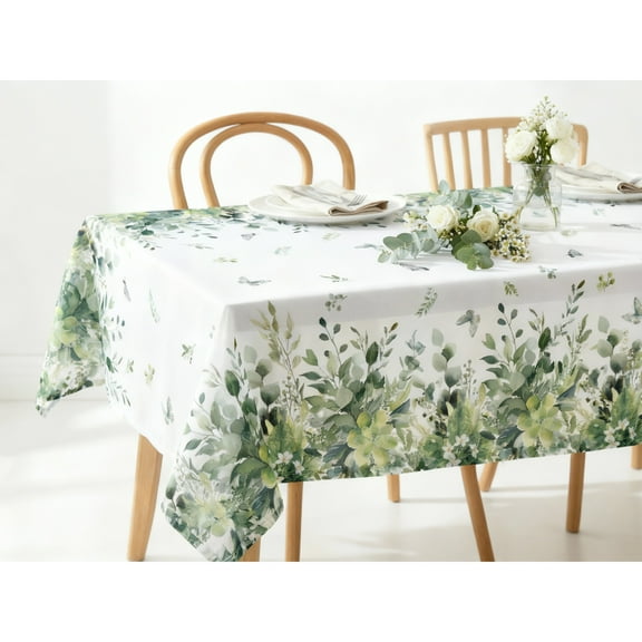 Sm:)e Eucalyptus Floral Spring Tablecloth for Summer 60x84 Inch