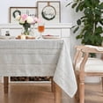 thumbnail image 1 of Sm:)e Fabric Openwork Farmhouse Style Linen Tablecloth 52x70 Inch, Yarn-Dyed Woven Table Cover for Dining Decor, Rectangle, Gray, 1 of 5