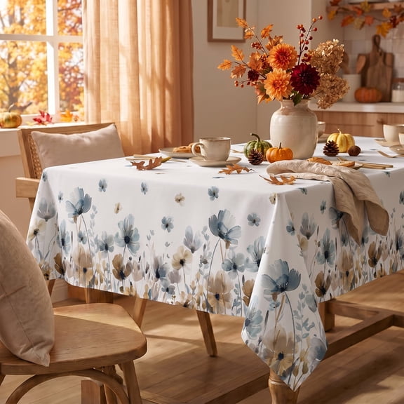 Sm:)e Fall Floral Rustic Table Covers, 60x84 Inch, Washable Tablecloth for Picnic Dinner Party Decoration, Rectangle