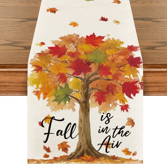 Sm:)e Fall Maple Tree Table Runner 13x72 Inch, Autumn Seasonal Decor for Kitchen Dining Table Home Party