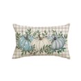 thumbnail image 1 of Sm:)e Fall Thanksgiving Pillow Cover 12x20 Inch - Rustic Farmhouse Style Throw Pillowcase, Blue Pumpkins and Maple Leaves, 1 of 7