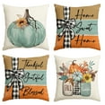 thumbnail image 1 of Sm:)e Fall Pumpkin Home Sweet Home Throw Pillow Covers, 16 x 16 Inch Autumn Thankful Grateful Blessed Harvest Floral Decorations for Sofa Couch Set of 4, Blue, 1 of 7