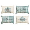 thumbnail image 1 of Sm:)e Fall Throw Pillow Covers 12 x 20 Set of 4 Maple Leaf Hello Pumpkin Orange, 1 of 8