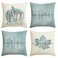 thumbnail image 1 of Sm:)e Fall Throw Pillow Covers 16 x 16 Set of 4 Maple Leaf Hello Pumpkin Orange, 1 of 7