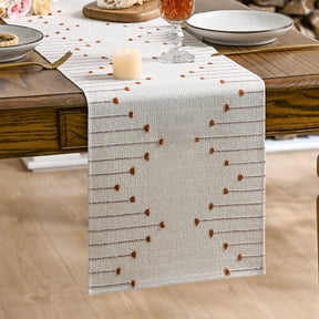 Sm:)e Farmhouse Rustic Caramel Woven Table Runner 12x48 Inch, Holiday Macrame Burlap Kitchen Dining Table Decoration for Home Party Decor