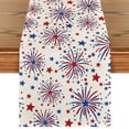 thumbnail image 1 of Sm:)e Firework 4th of July Table Runner 13x72 Inch, Durable and Easy Cleaning Perfect for Independence Day Celebration and Family Gathering, 1 of 7