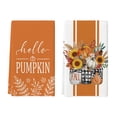 thumbnail image 1 of Sm:)e Floral Hello Pumpkin Fall Leaves Orange Thanksgiving Kitchen Dish Towels 18x26 Inch Set of 2, 1 of 6