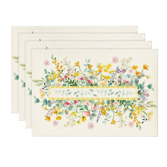 Sm:)e Flower Floral Placemats for Spring Summer 12 x 18 Inch Set of 4