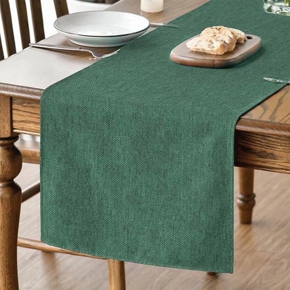 Sm:)e Forest Green Table Runner 13x72 Inch, Seasonal Washable Kitchen Dining Table Decoration for Home Party