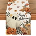 thumbnail image 1 of Sm:)e Ghost Pumpkins Maple Leaves Halloween Table Runner, Seasonal Fall Kitchen Dining Table Decoration for Home Party Decor 13x72 Inch, 1 of 7
