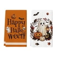 thumbnail image 1 of Sm:)e Ghost and Pumpkin Bat Halloween Kitchen Towels Dish Towels Set of 2, 18x26 Inch，Seasonal Holiday Hand Towels for Kitchen and Dining Table, 1 of 6