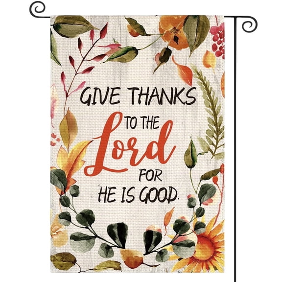 Sm:)e Give Thanks to The Lord Thanksgiving Garden Flag 12 x 18 Inch, Double-Sided Printing, Outdoor Welcome Decor for Yards