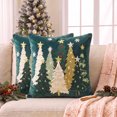 thumbnail image 1 of Sm:)e Green Pine Tree Snowflakes Christmas Throw Pillow Covers 18x18 Inch Set of 2, Soft Plush Faux Fur 3D Embroidered Decorative Cushion Covers for Sofa Home Decor, 1 of 7