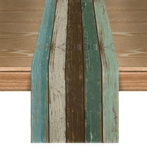 Sm:)e Green Retro Rustic Wood Texture Table Runner, Seasonal Spring Kitchen Dining Table Decoration for Home Party Decor 13x72 Inch
