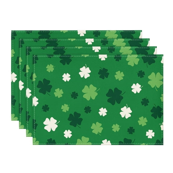 Sm:)e Green Shamrock St. Patrick's Day Placemats Set of 4, 12x18 inch