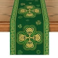 thumbnail image 1 of Sm:)e Green Stripes Shamrocks St.Patrick's Day Table Runner 13x72 Inch, 1 of 6