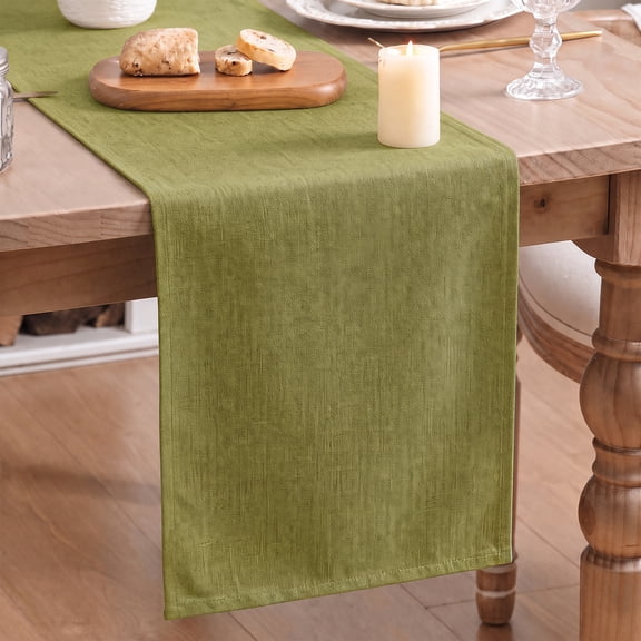 Sm:)e Green Table Runner 13x72 Inch, Seasonal Washable Kitchen Dining Table Decoration for Home Party