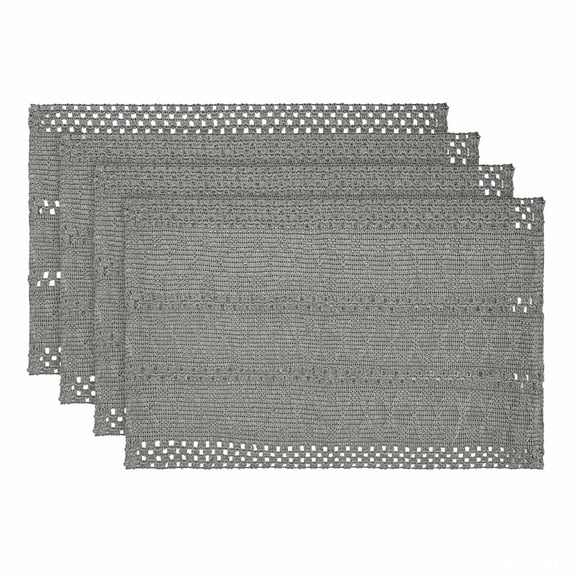 Sm:)e Grey Farmhouse Woven Hollow Placemats, Boho Placemats 12x18 Inch, Dining Kitchen Home Decor