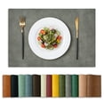 thumbnail image 1 of Sm:)e Grey Faux Leather Placemats Set of 4, 12x18 Inch, Waterproof Oil-Proof Wipeable PU Place Mats, Heat Resistant Reversible Table Mats for Kitchen, Dining, Outdoor, 1 of 9