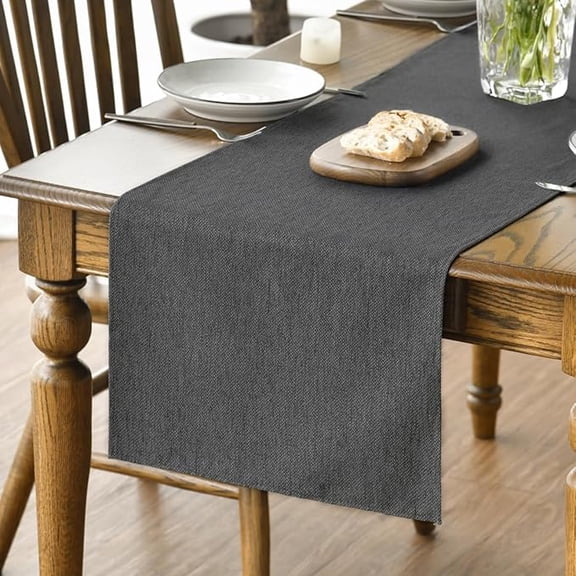 Sm:)e Grey Table Runner 13x36 Inch, Seasonal Washable Kitchen Dining Table Decoration for Home Party