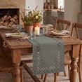 thumbnail image 1 of Sm:)e Grey Table Runner, Hollow Out Laser Cut Solid Color, Seasonal Summer Washable Kitchen Dining Table Decoration for Home Party Decor 13x120 Inch, 1 of 6