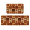 thumbnail image 1 of Sm:)e Grid Turkey Pumpkin Maple Leaf Thanksgiving Kitchen Rugs and Mats, 17x29Inch and 17x47 Inch, Non Slip Linen Mat Inside Washable for Porch Patio Hallway, 1 of 6