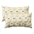 thumbnail image 1 of Sm:)e Halloween Goost Plush Faux Fur Jacquard Throw Pillow Cover 12x20 Inch Beige, Set of 2 Silky Soft Seasonal Cushion Case for Sofa Couch, 1 of 7