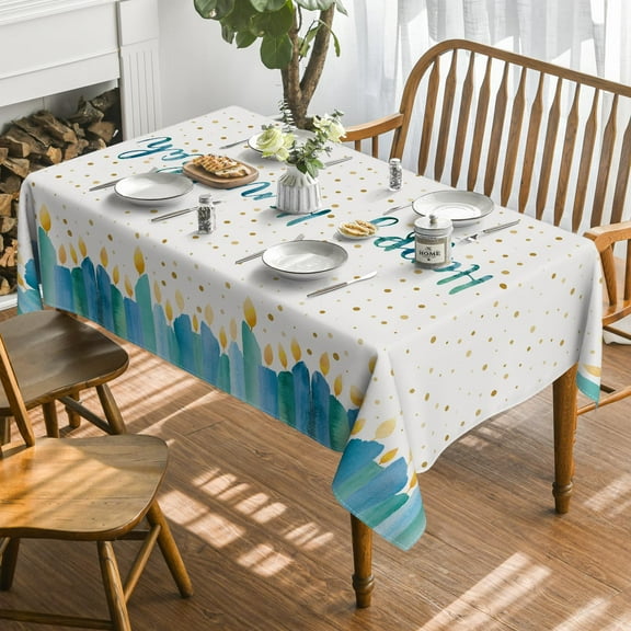 Sm:)e Hanukkah Tablecloth 60x84 Inch,Candles Table Cloth Holiday Table Cover for Party Dinner Decor
