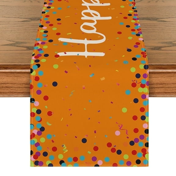Sm:)e Happy Birthday Polka Dot Orange Table Runner 13x90 Inch