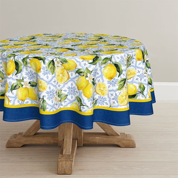 Sm:)e Hello Sunshine Lemon Summer Tablecloth Round 60 Inch