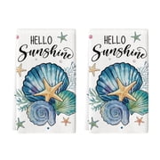 Sm:)e Hello Sunshine Shell Summer Kitchen Dish Towels 18x26 Inch Set of 2